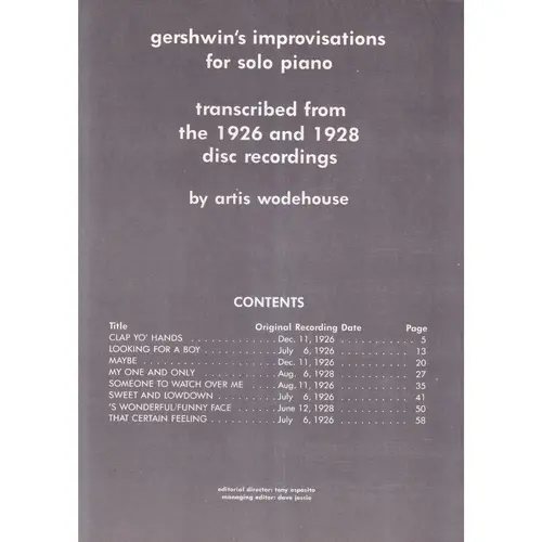 Gershwin´S Improvisations For Solo Piano