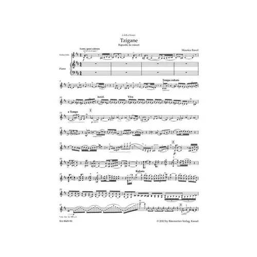Tzigane - Rapsodie de concert pour violon et piano