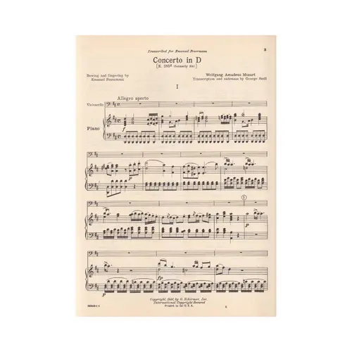 Concerto In D For V.Cello