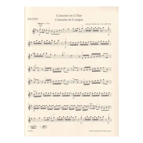 Concerto In G Major Op.3/3