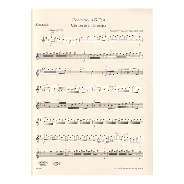 Concerto In G Major Op.3/3