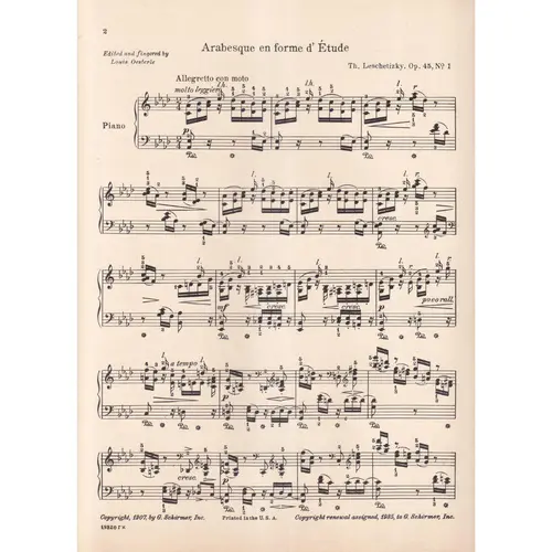 Arabesque En Forme D`Etude - Op.45 N.1  (Edição Antiga)