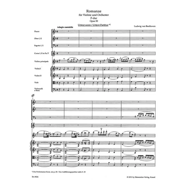 Romances In F Major And G Major For Violin And Orchestra Op. 50, 40 - Urtext - Full Score