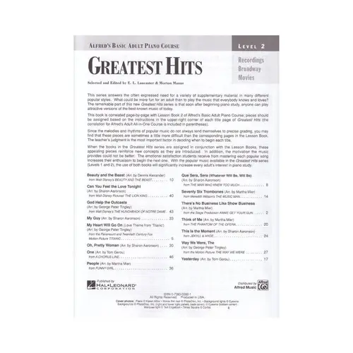 Greatest Hits - Movie - Level 2 - Book Only