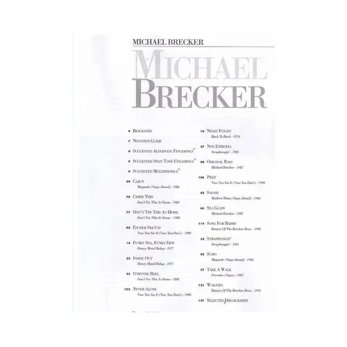 Michael Brecker - Artist Trancriptions