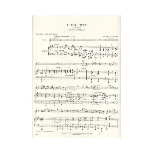 Concerto In E Minor For Violin