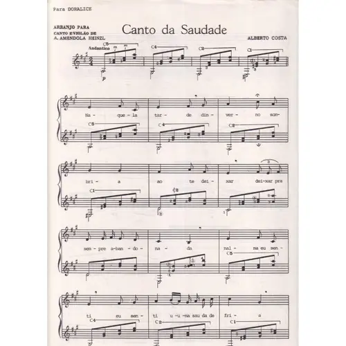 Canto Da Saudade para canto e violão