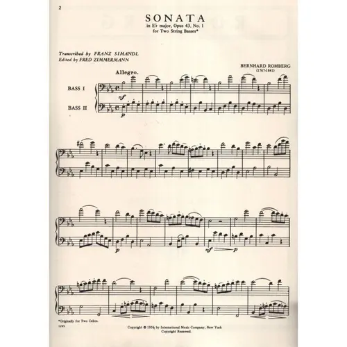 Sonata - Op.43 N.1 for two string basses