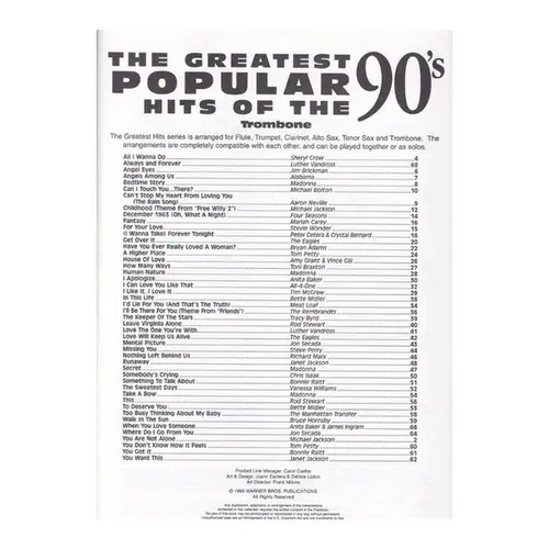 Greatest Popular Hits Of The 90,' - Trombone