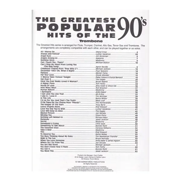 Greatest Popular Hits Of The 90,' - Trombone