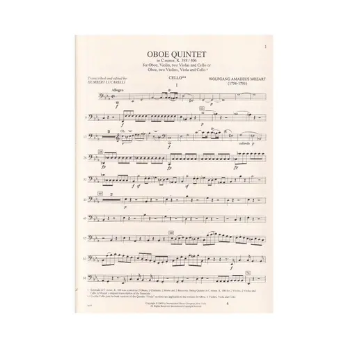 Oboe Quintet In C Minor - Kv 388/406