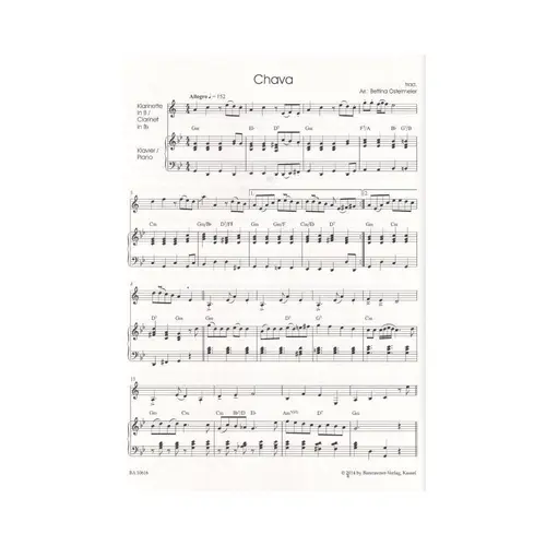 Klezmer Fur Klarinette Und Klavier