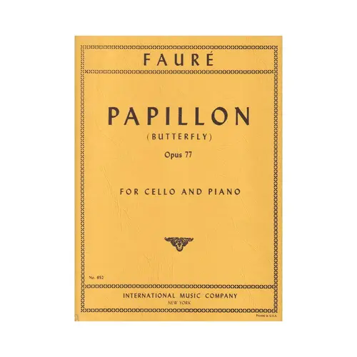 Papillon (Butterfly) For Cello - Op.77