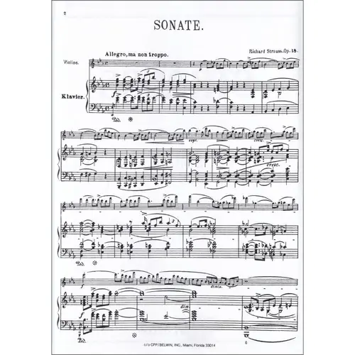 Sonata In Eb Major Op.18 For Violin And Piano