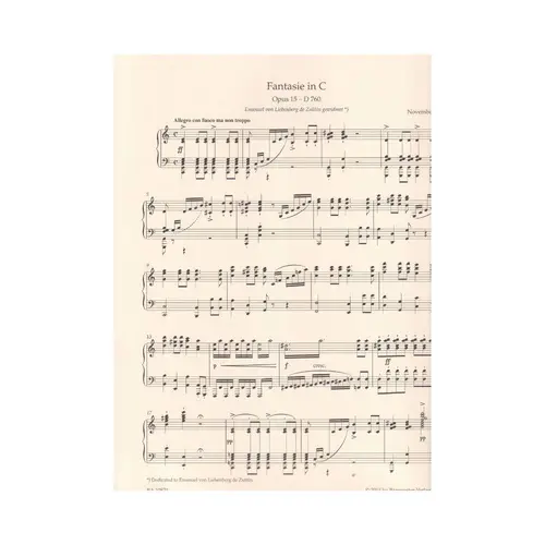 Fantasy In C Major Op.15 D 760 For Piano