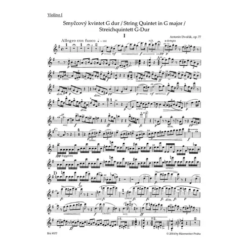 String Quintet In G Major Op. 77 - Set Of Parts