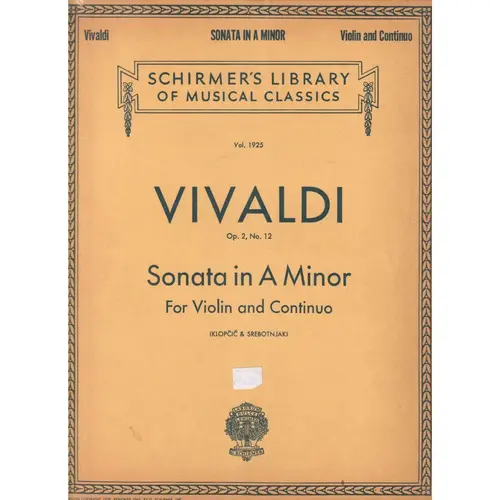 Sonata In A Minor - Op.2 N.12  (Edição Antiga)