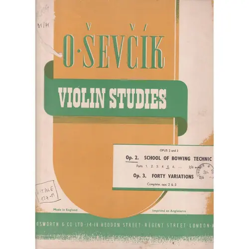 School of Bowing technic  Op. 2 vol. 5 - Exemplar Antigo