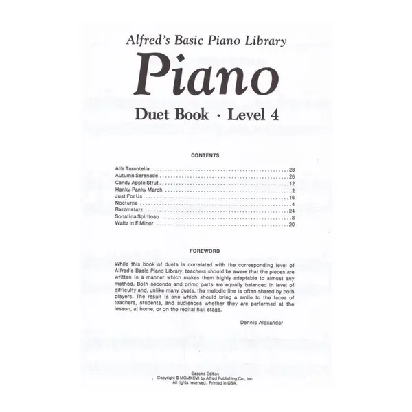 Alfred's Basic Piano library - Duet Book 4