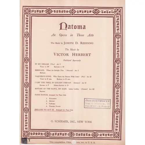 Natoma - Prelude To Act III (Edição Antiga)