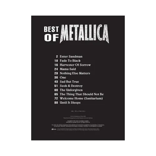 The Best Of Metallica - piano/vocal/guitar