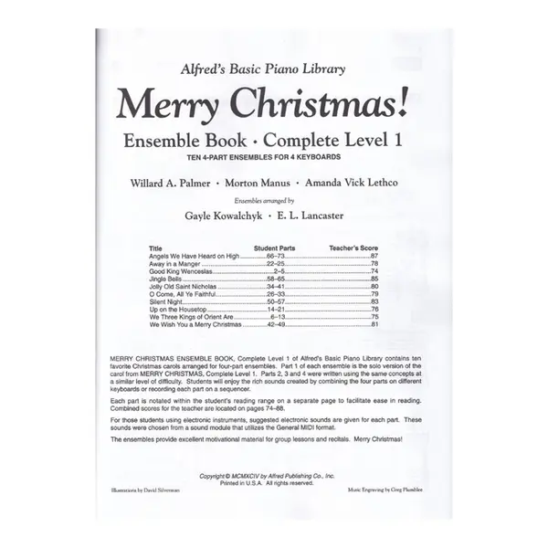 Alfred's Basic Piano Course - Merry Christmas! Ensemble, Complete Book 1