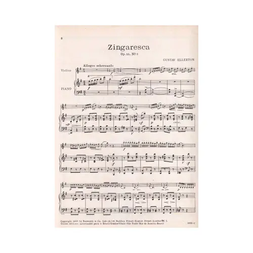 Zingaresca Op.15 N.2 0 Exemplar Antigo