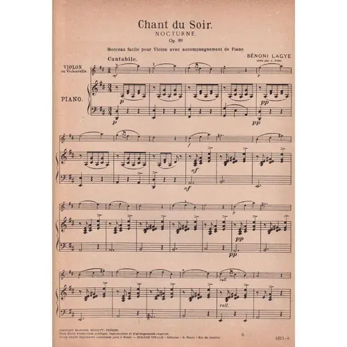 Chant Du Soir - Noturne - Op.89  - Exemplar Antigo