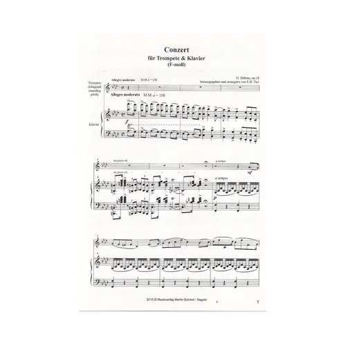 Konzert F-Moll Op.18 Fur Trompete ( Oder Cornet A Pistons) In B Und Klavier