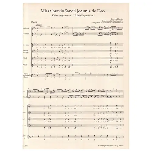 Missa Brevis St. Joannis De Deo Hob. XXII:7 '' Little Organ Mass '' - Female Choir - Score