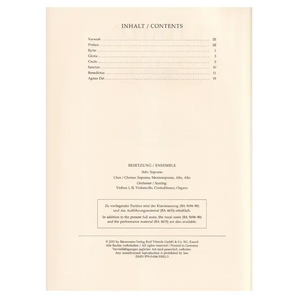 Missa Brevis St. Joannis De Deo Hob. XXII:7 '' Little Organ Mass '' - Female Choir - Score