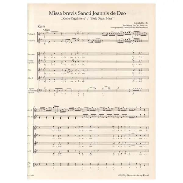 Missa Brevis St. Joannis De Deo Hob. XXII:7 '' Little Organ Mass '' - Female Choir - Score