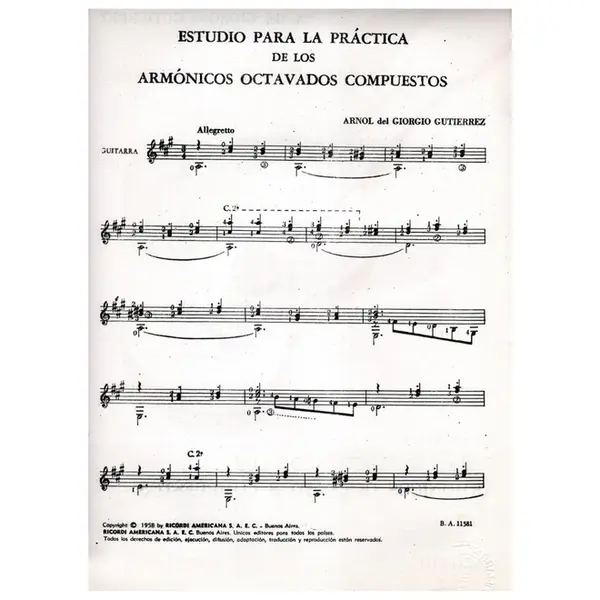 Estudio Para La Practica de los armonicos octavados