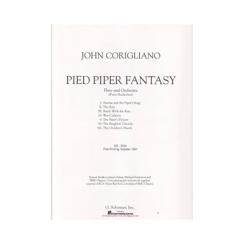 Pied Piper Fantasy - Flute And Orchestra (Piano Reduction)