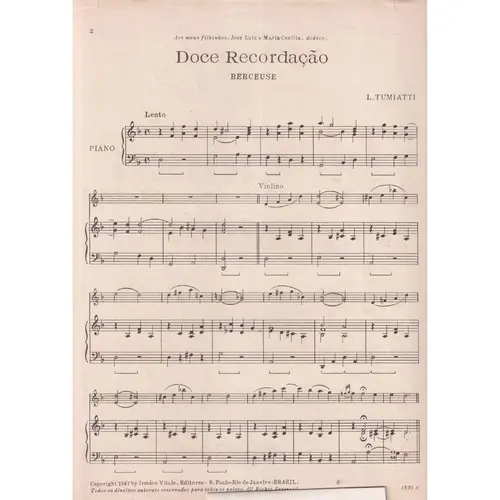 Doce Recordação - Berceuse - Exemplar Antigo