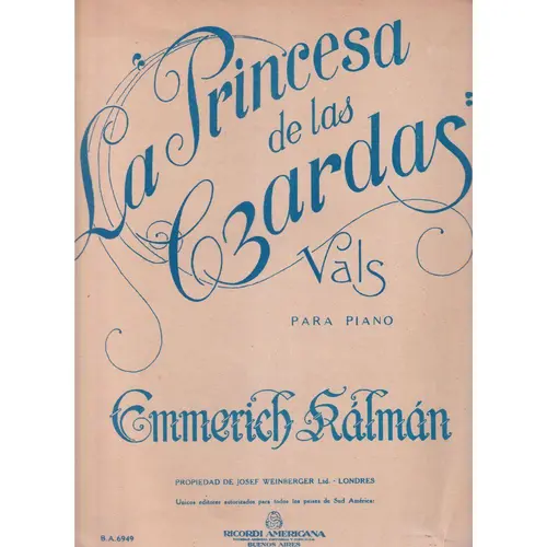 Valsa  A Princesa Das Czardas  (Edição Antiga)