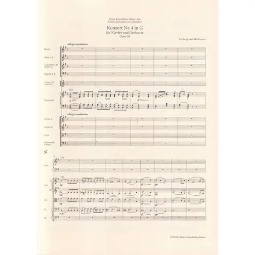 Concerto For Pianoforte And Orchestra No. 4 G Major Op. 58 - Study Score