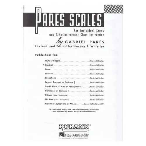 Pares Scales for Clarinet