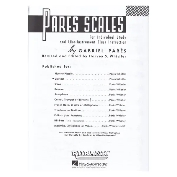 Pares Scales for Clarinet