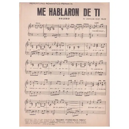 Me Hablaron De Ti - Bolero