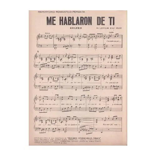 Me Hablaron De Ti - Bolero