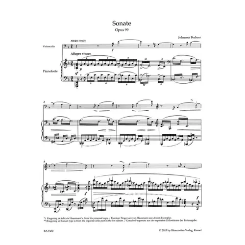 Sonata In F Major For Violoncello And Piano Op.99