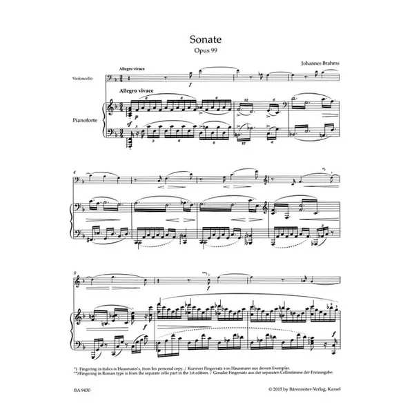 Sonata In F Major For Violoncello And Piano Op.99