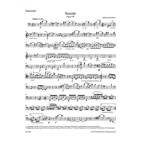 Sonata In F Major For Violoncello And Piano Op.99