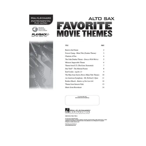 Favorite Movie Themes-Alto Sax