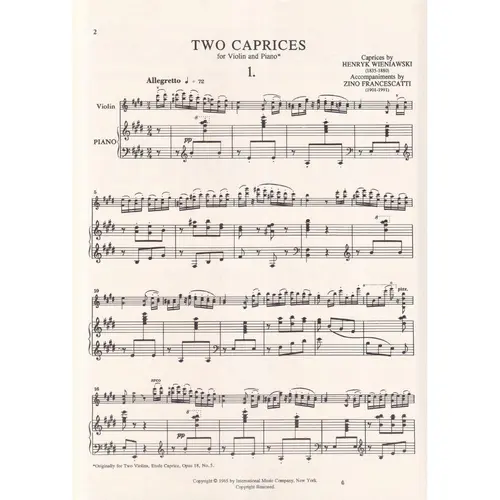 Two Caprices For Violin