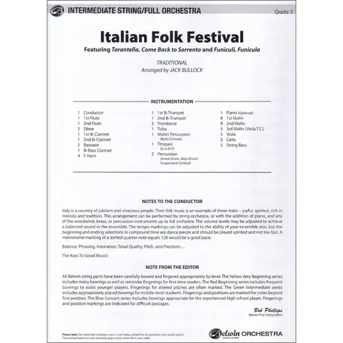 Italian Folk Festival Full Orchestra ( Score+Parts)