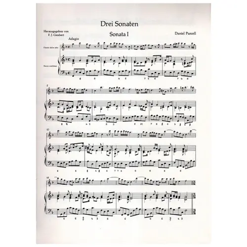 Drei Sonaten Fur Altblockflote und basso Continuo