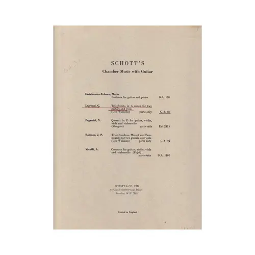 Trio Sonata in A minor for two guitara and viola