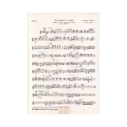 Trio Sonata in A minor for two guitara and viola